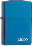 Zippo Lighter High Polish Blue Logo Windless USA Made