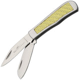 Camillus Yellow Jaket Mini Trapper Carbon Fiber Folding AUS-8 Pocket Knife 19060