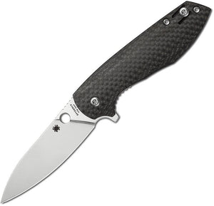 Spyderco Positron Linerlock Folding Blade Black Carbon Fiber Handle Knife