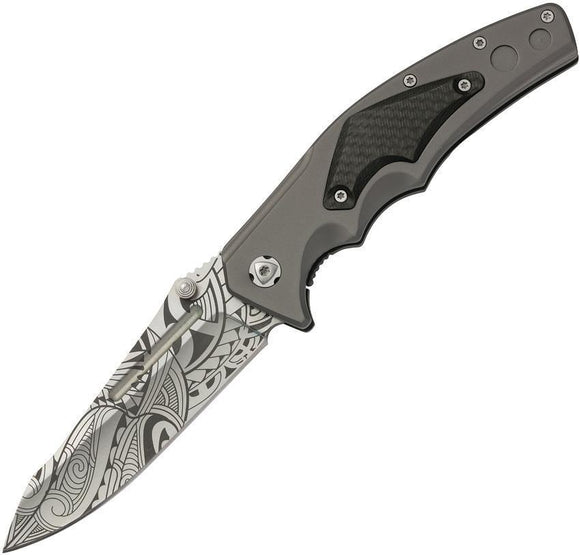 Browning Wihongi Signature Attachment Black Folding Tribal Blade Knife