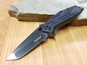 Kershaw Brawler Assist Open Flipper Tanto Folding Pocket Knife Blackwash - 1990bw