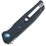 Bestech Knives Ascot Carbon Fiber/Blue G10 Folding D2 Steel Pocket Knife G19C