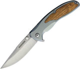 Rough Rider Framelock Assisted A/O Aluminum Handle with Wood Insert Folding Knife 1819