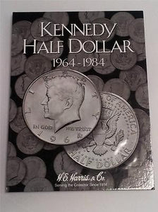 H.E. Harris Kennedy Half Dollar Folder 1964 - 1984 Coin Storage Album Display #1