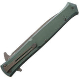 Rough Rider Large Stilletto Linerlock Green Handle Gray Folding Blade Knife 1861