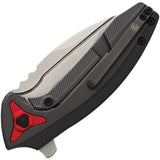 Bladerunners Systems BRS Grey & Red Apache Framelock Folding Knife 002g