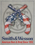 Smith & Wesson Gun American Born & Bred Since 1852 Man Cave Metal Tin Sign 1465