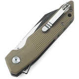 Bestech Knives Barracuda Linerlock Beige G10 Black D2 Steel Folding Knife G15C2