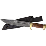 Marbles Damascus Stacked Leather Bowie + Sheath 586