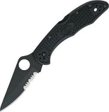 Spyderco Delica 4 Lockback Black VG-10 Folding Part Serrated Blade Knife 11PSBBK