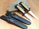 2 Pc Lot Mora Morakniv Basic 511 Tan/Black Carbon Steel Survival Knife 02208