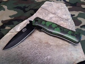 Master Folding 8" Spring Assisted Knife - Green Skull Camo A006GN