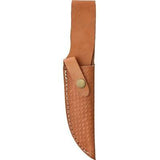 Rough Rider Hunter Fixed Clip Blade Stacked Leather Handle Knife + Sheath 1637