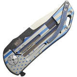Darrel Ralph Dominator CF Blue Flag Tanto Carbon Fiber Folding Knife DDR 026
