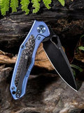 WE KNIFE CO Vapor Blue Titanium Carbon Fiber Black Blade Folding Knife 804A