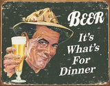 Beer It's What's For Dinner Ephemera Vintage Man Cave Metal Tin Sign 1424