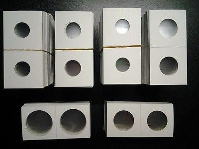 100 Assorted Size 2x2 Cardboard Flips Mylar Coin Holders - Your Choice