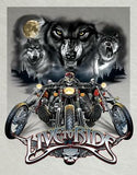 Live To Ride Wolves Motorcycle Man Cave Metal Tin Sign 1442
