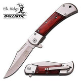 Elk Ridge 4.75" Spring Assisted Folding Pocket Knife w/ Brown Wood Handle  -  A009SW