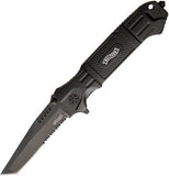 Walther BTTK Black Handle Stainless Tac Tanto Part Serrated Folding Knife 50716