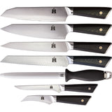 Komoran Black Fixed Blade Damascus Knife Block Set 036