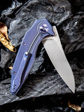 WE KNIFE CO Bullit Framelock Blue Titanium Folding Satin Blade Knife 806A