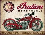 Indian Scout Motorcycle Model 101 Man Cave Metal Tin Sign 1933