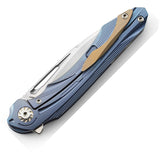 Bestech Knives WIBRA Framelock Blue Titanium M390 Folding Knife 2001b  -On Sale