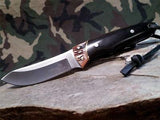 Elk Ridge Jig Bone & Black Wood 7" Fixed Blade Knife - 088