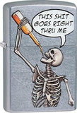 Zippo Lighter Drinking Skeleton This sh** goes right thru me Windproof Usa 02214