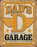 Dad's Garage Open 24 Hours Man Cave Metal Tin Sign 1894