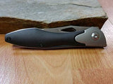 Mantis Class Act Linerlock Black Straight Blade Folding Pocket Knife T2HC