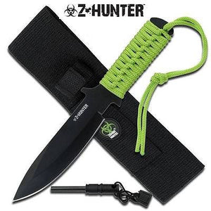 Z Hunter Zombie Apocalypse 9" Fixed Knife w/ Fire Starter - 005
