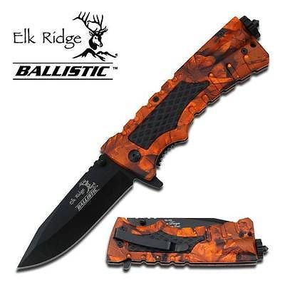 Elk Ridge Ballistic Folding Rescue Knife Orange Camo A001OC