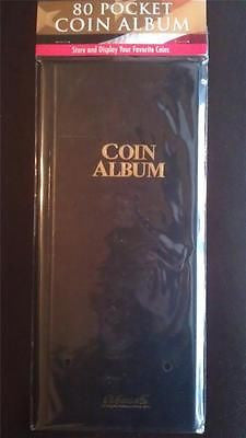 80 Pocket Coin Album Book By H.E. Harris W/ 2x2 Slots