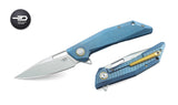 Bestech Knives Shrapnel Framelock Blue Titanium CPM-S35VN Folding Knife T1802C