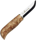 Karesuando Kniven Saivo Fixed Blade Birch Knife w/ Black Leather Sheath 4047