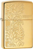 Zippo Lighter Gold High polish Brass Paisley Windproof Usa New 02210