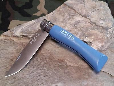 Opinel Sky Blue Beech Wood VRI7 No 7 Stainless Folding Pocket Knife  - 1424