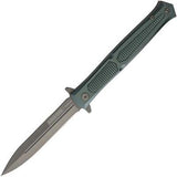 Rough Rider Stiletto Linerlock Gray Coated Folding Blade Green Handle Knife 1858