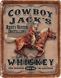 Cowboy Jack's Whiskey Cowboy Western Man Cave Metal Tin Sign 1805