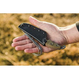 TOPS Wind Runner Fixed Black River Wash Blade Green Micarta Handle Knife WDR01