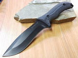 Schrade Survival Knife Drop Point Full Tang Black Fixed Blade with Molle Sheath - f10