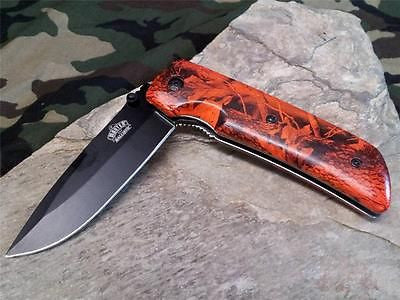 Master Folding Spring Assisted Knife - Orange Camo A005OC