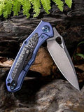 WE KNIFE CO Vapor Blue Titanium & Carbon Fiber Stonewash Folding Knife 804B