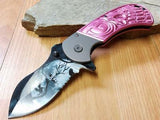Dark Side 9" Folding Knife Fantasy Midnight Moon Pink Assisted Open EDC a009pk