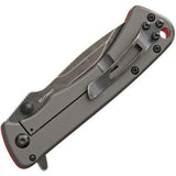 Outdoor Edge Small Divide Black/Red Framelock Plain Blade Folding Knife DV30