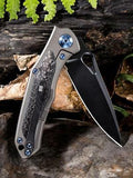 WE KNIFE CO Vapor Gray Titanium & Carbon Fiber Black Blade Folding Knife 804C
