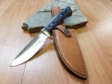 Black Pakkawood Fixed Full Tang DROP PT Hunter Knife with Leather Sheath 3361BK