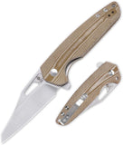Kizer Cutlery Horn Framelock Tan Micarta Folding Bohler N690 Knife 3557N1